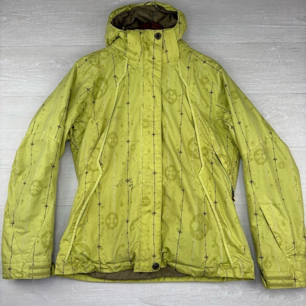 Women's Rossignol Lime Multilogo Hooded Ski/Snowboard Jacket Size L - Picture 2 of 15